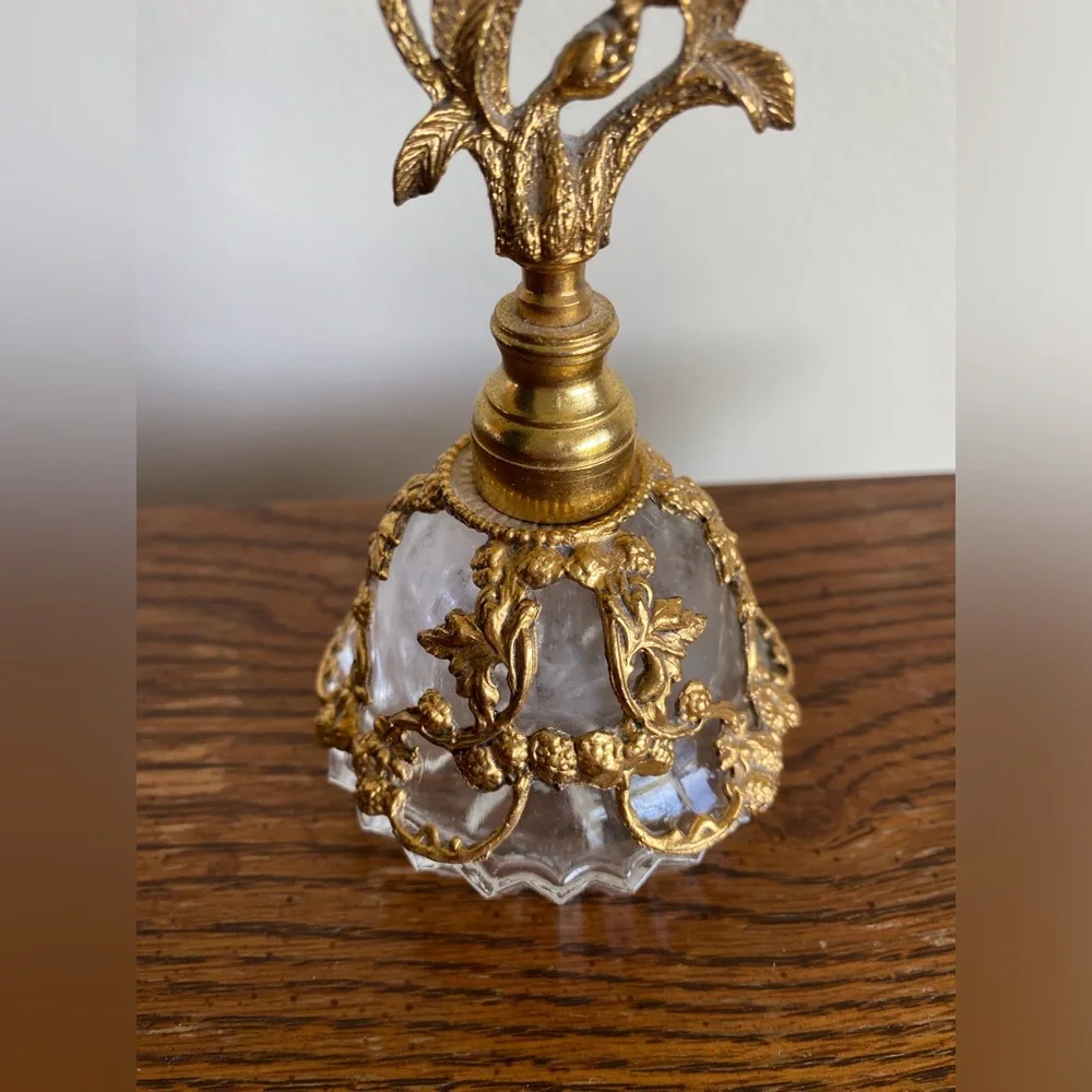 Vintage Gold Floral Perfume Bottle - Picture 3 of 6